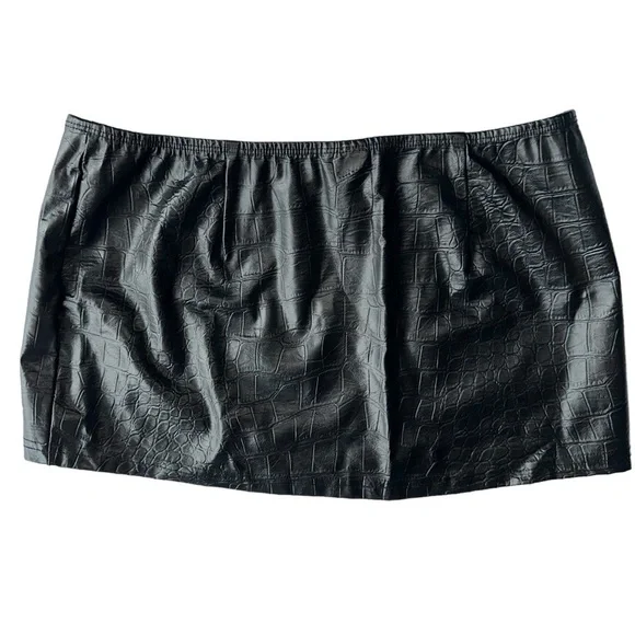SXY WOMEN'S CROCIDILE TEXTURE FAUX LEATHER  MINI SKIRT - Picture 6 of 7